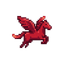 Pixel-art rendering of Dallas's red flying Pegasus sign